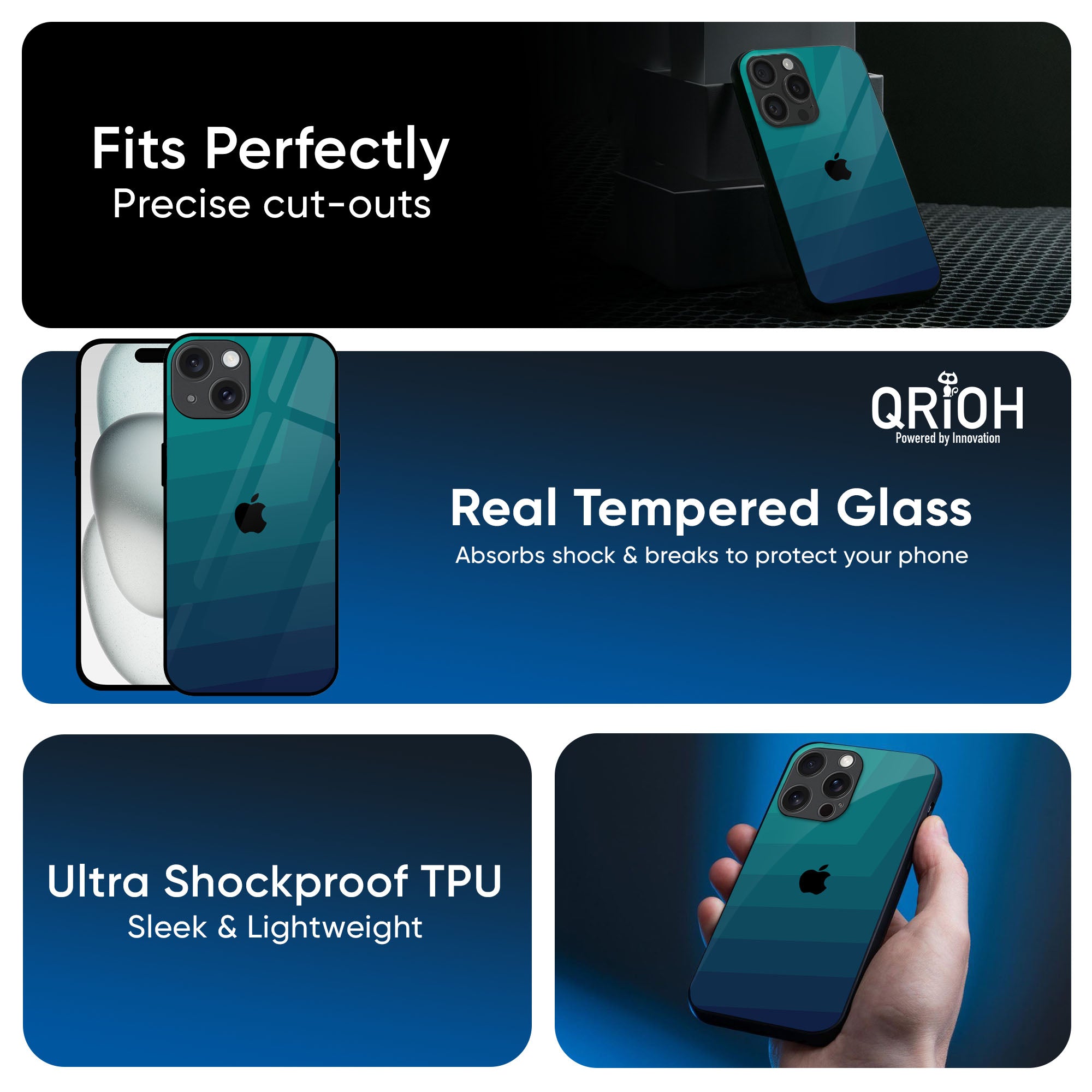 Green Triangle Pattern Glass Case for iPhone 16 Pro Max