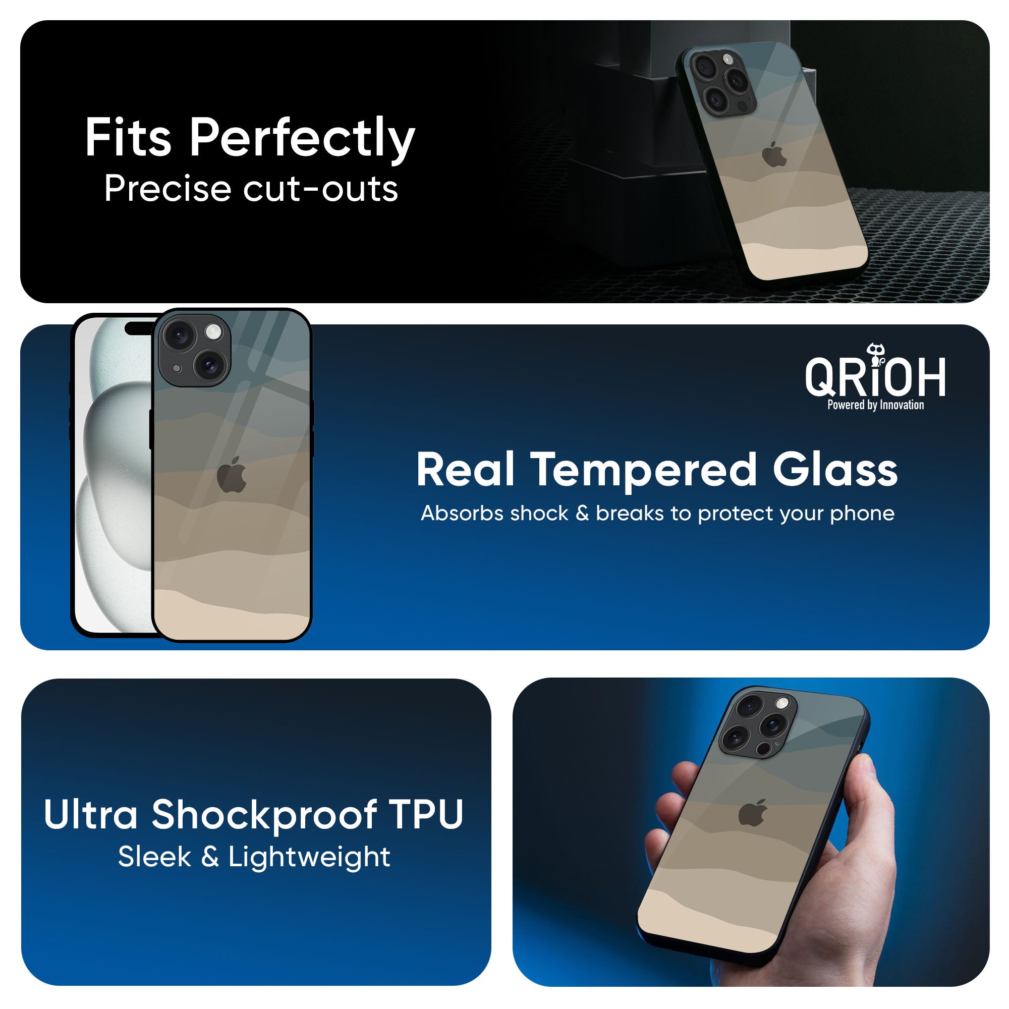 Abstract Mountain Pattern Glass Case for iPhone 17 Pro