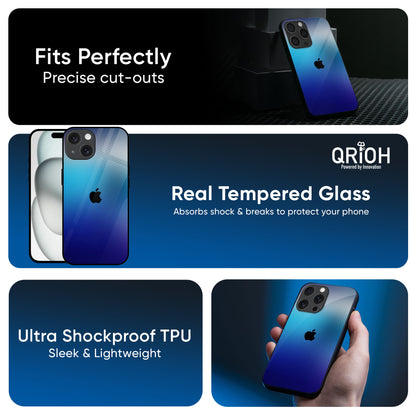 Blue Rhombus Pattern Glass Case for iPhone 16 Pro Max