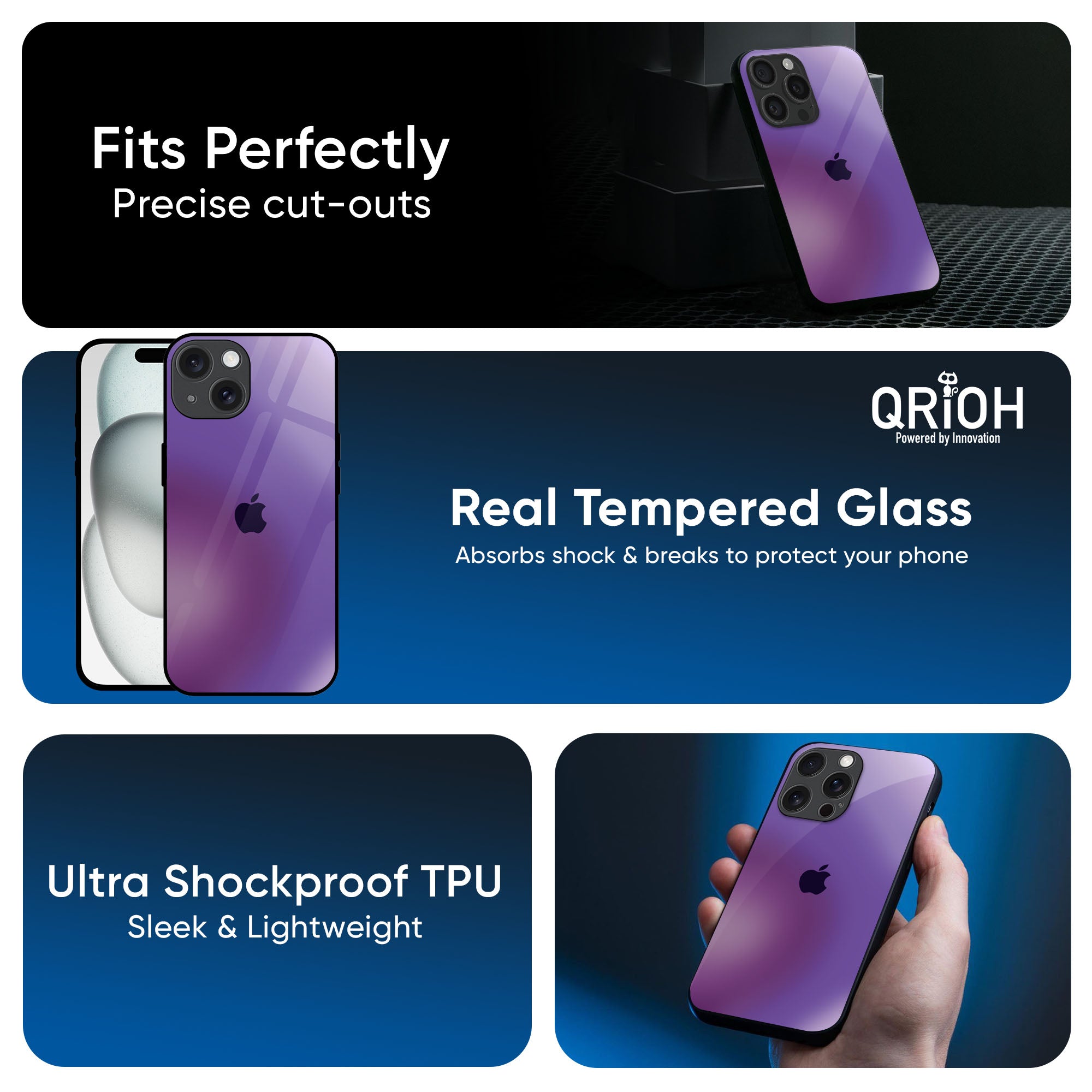 Ultraviolet Gradient Glass Case for iPhone 16 Pro Max