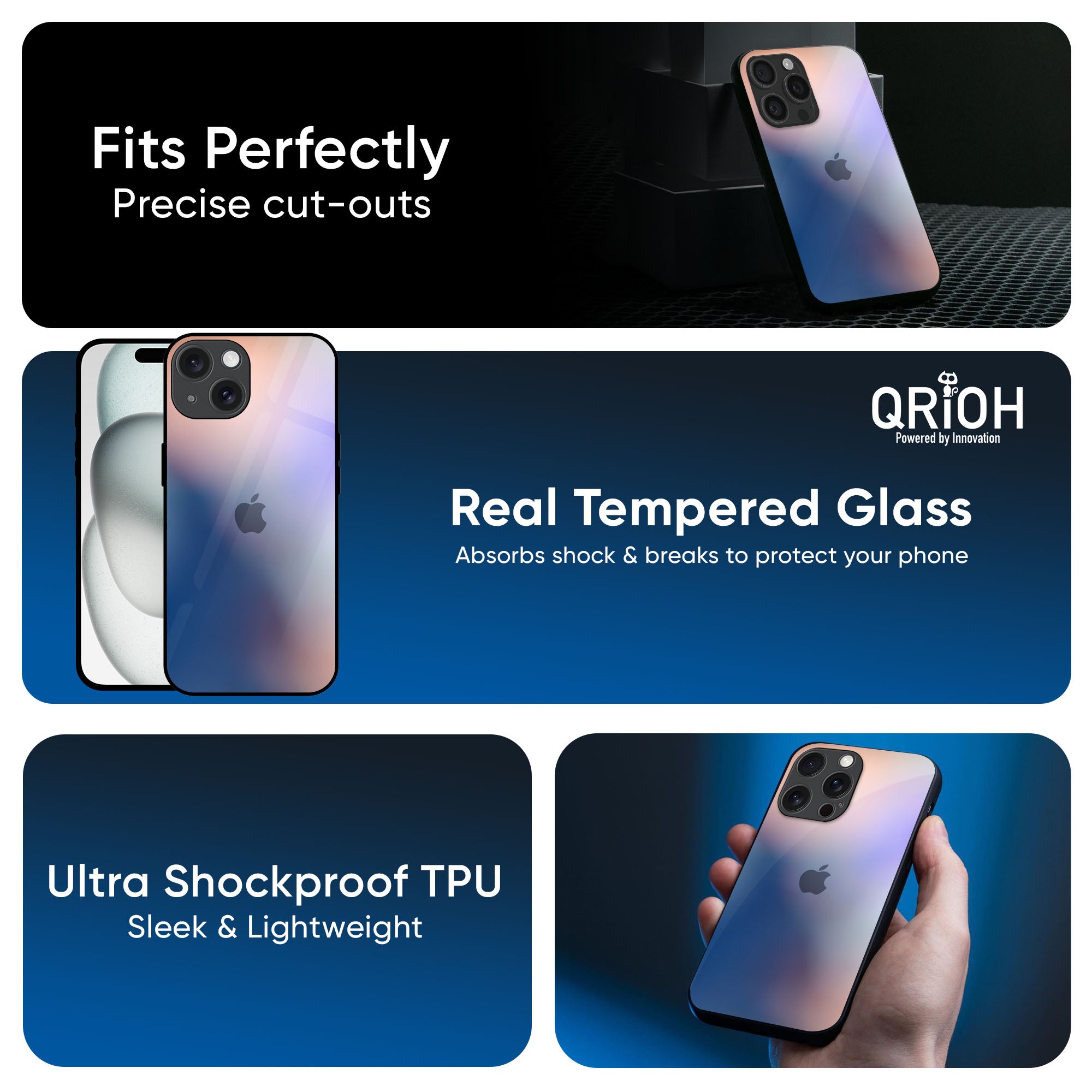 Blue Mauve Gradient Glass Case for iPhone 16 Pro Max