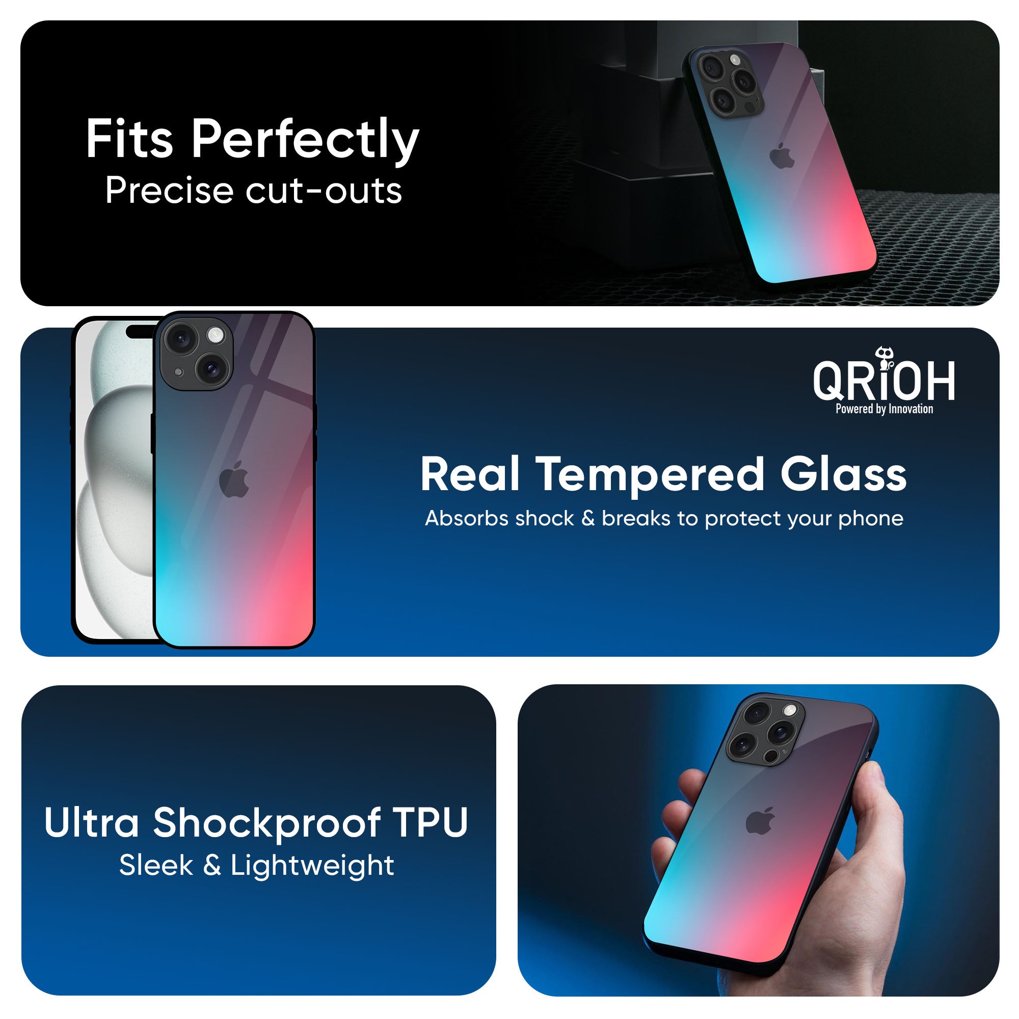 Rainbow Laser Glass Case for iPhone 16 Pro Max