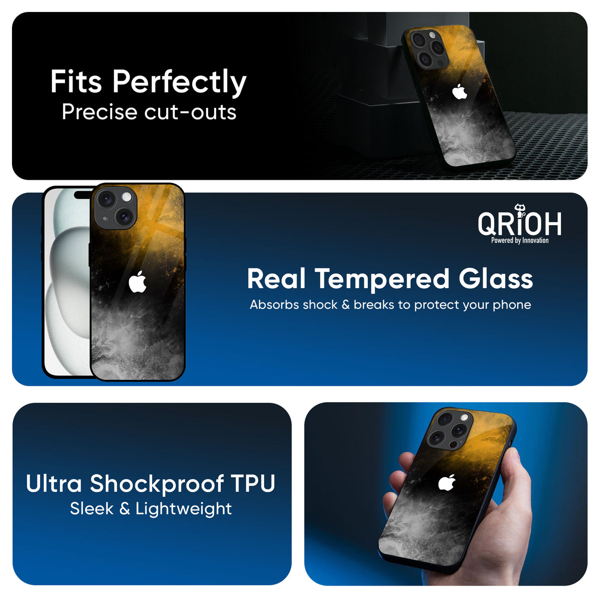 Gold Gradient Glass Case for iPhone 16 Plus