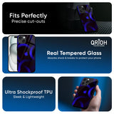 Blue Ring Light Glass Case for iPhone 16 Plus
