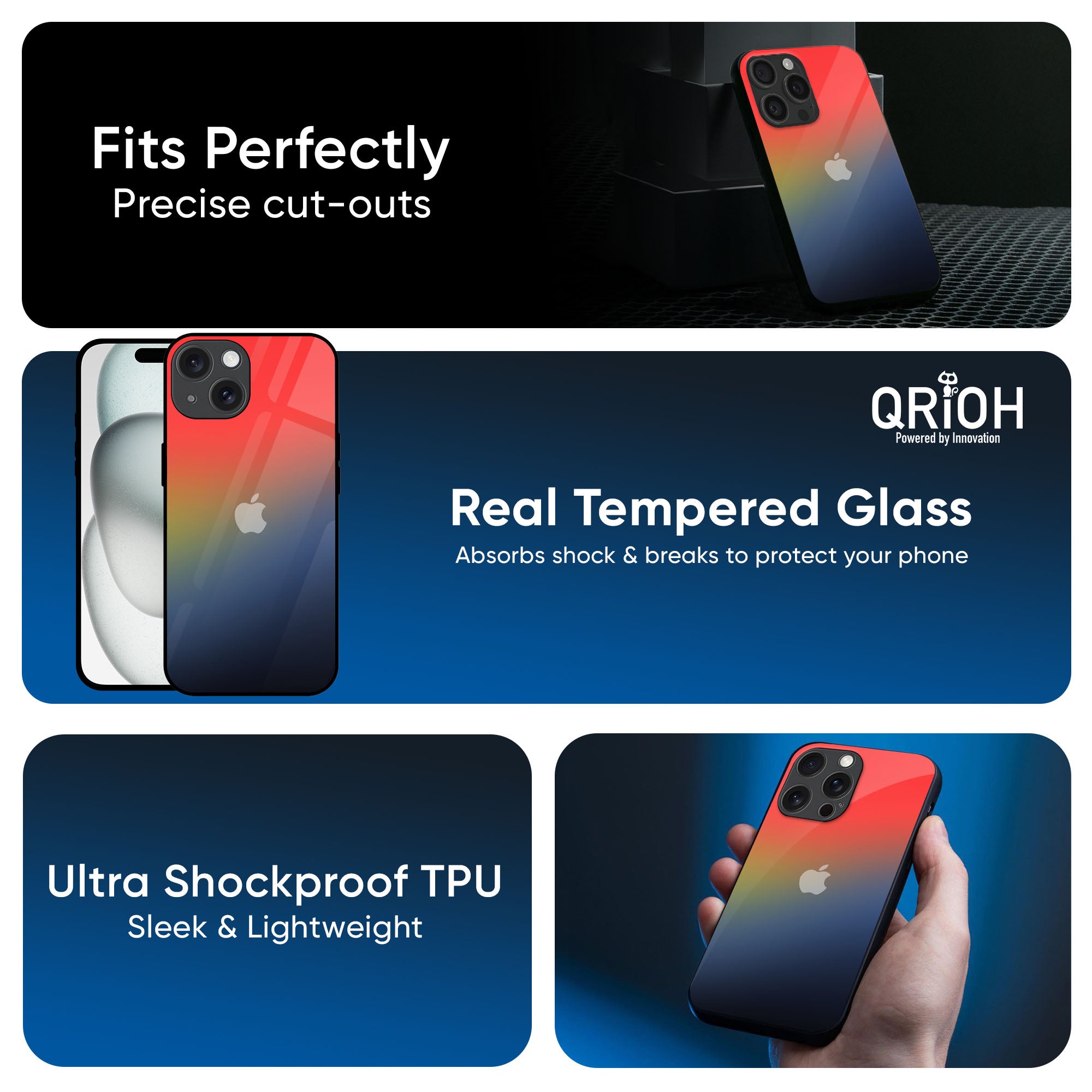 Rainbow Gradient Glass Case for iPhone 16 Pro Max