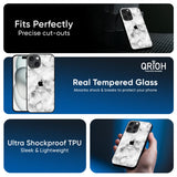 Satin White Marble Glass Case for iPhone 16 Plus