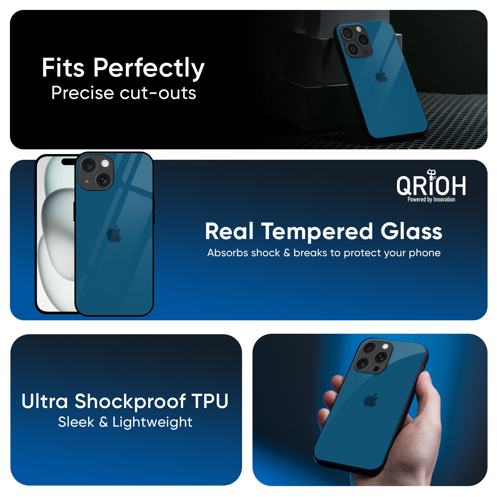 Cobalt Blue Glass Case for iPhone 16 Pro Max
