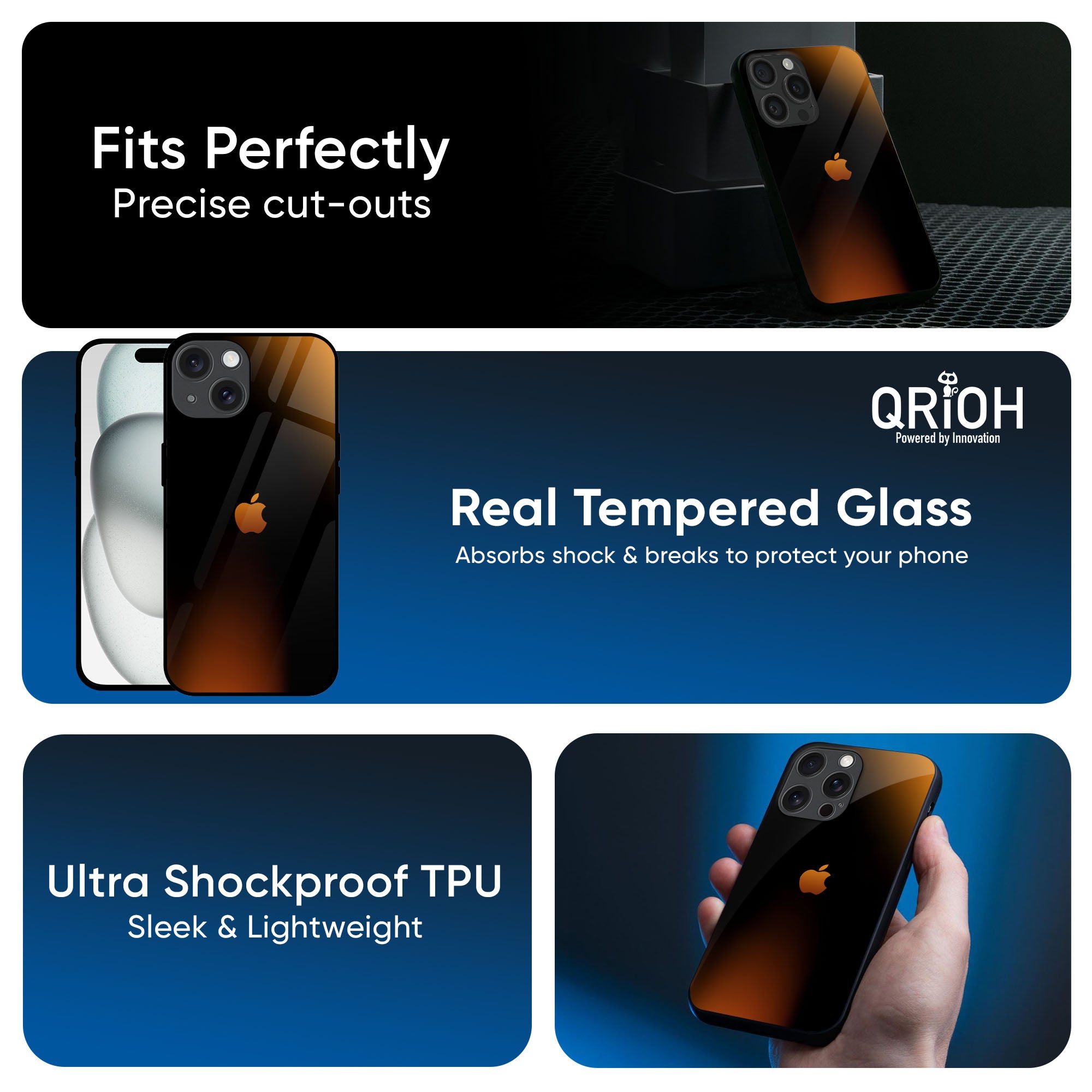 Orange Black Fusion Glass Case for iPhone 16 Pro Max