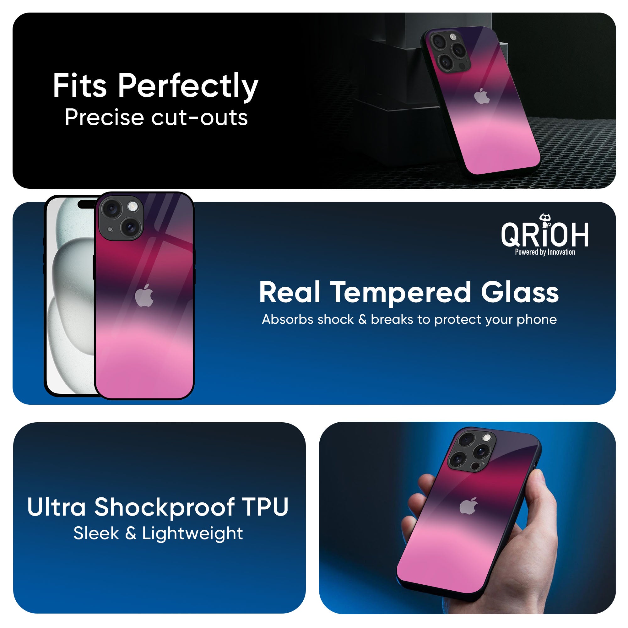 Pink Burn Gradient Glass Case for iPhone 16 Pro Max