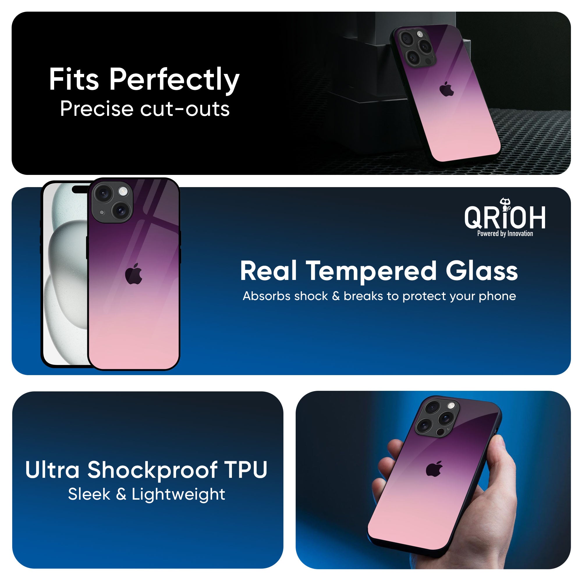 Purple Gradient Glass case for iPhone 16 Pro Max