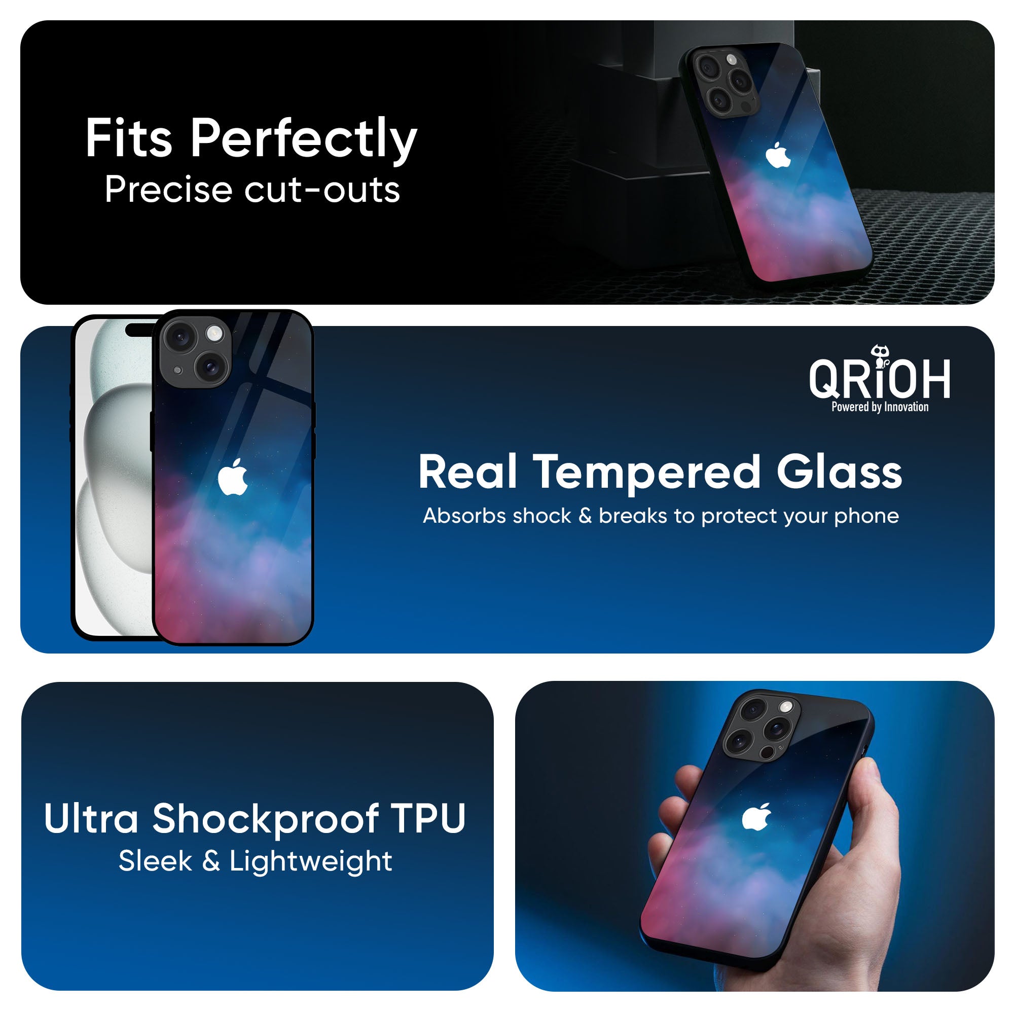 Cloudy Galaxy Glass Case for iPhone 16 Pro Max