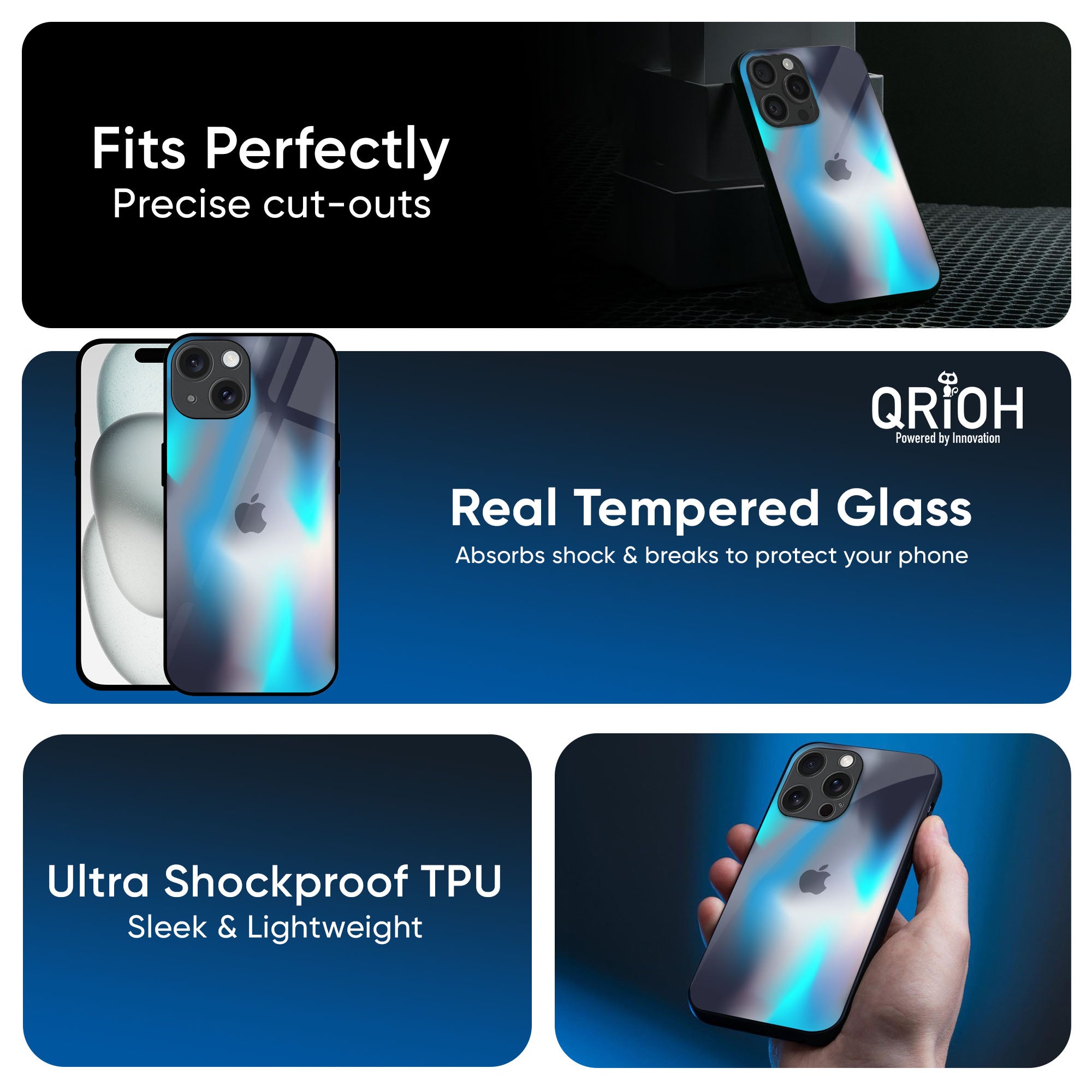 Blue Swan Shadow Glass Case for iPhone 16 Pro Max