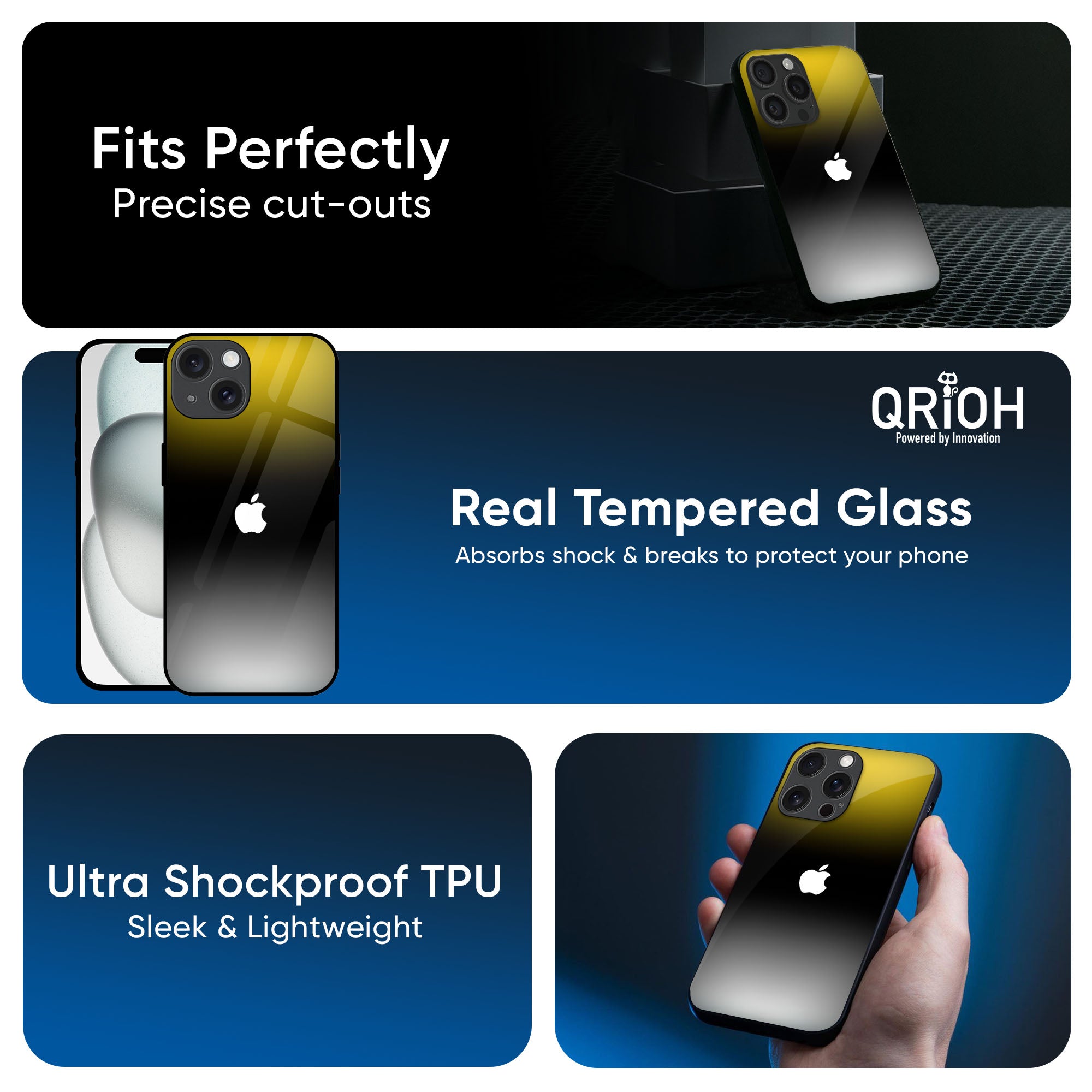 Yellow Shadow Glass Case for iPhone 16 Pro Max