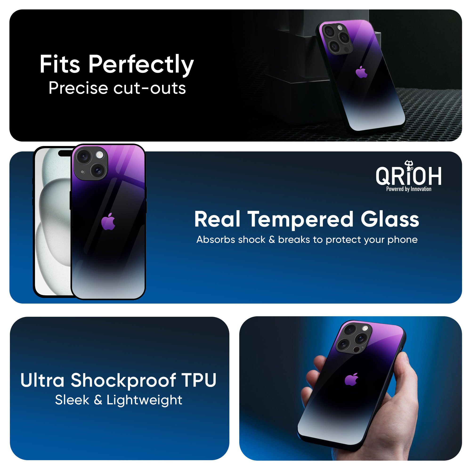 Purple Fusion Glass Case for iPhone 16 Pro Max