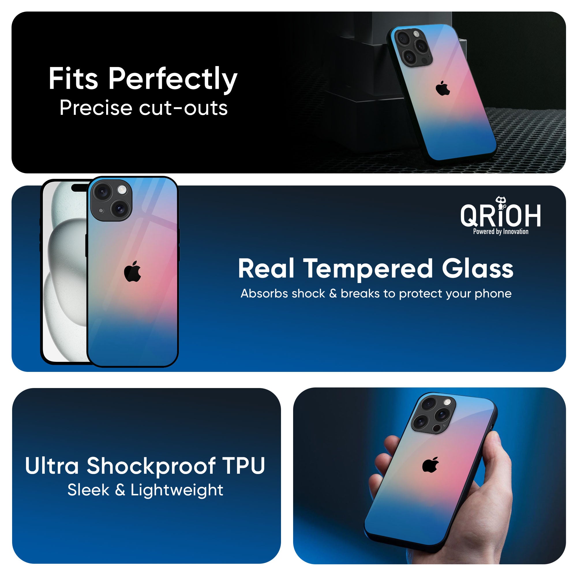 Blue & Pink Ombre Glass case for iPhone 16 Pro Max