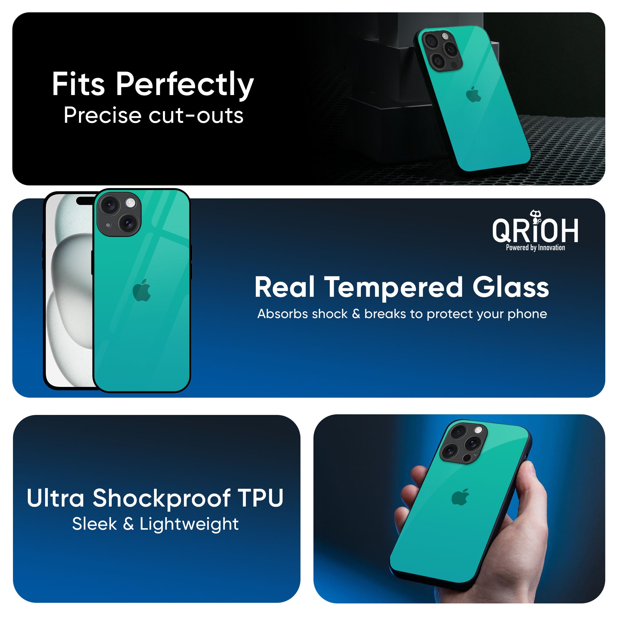 Cuba Blue Glass Case For iPhone 16 Pro Max