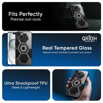 Hexagon Style Glass Case For iPhone 16 Pro Max