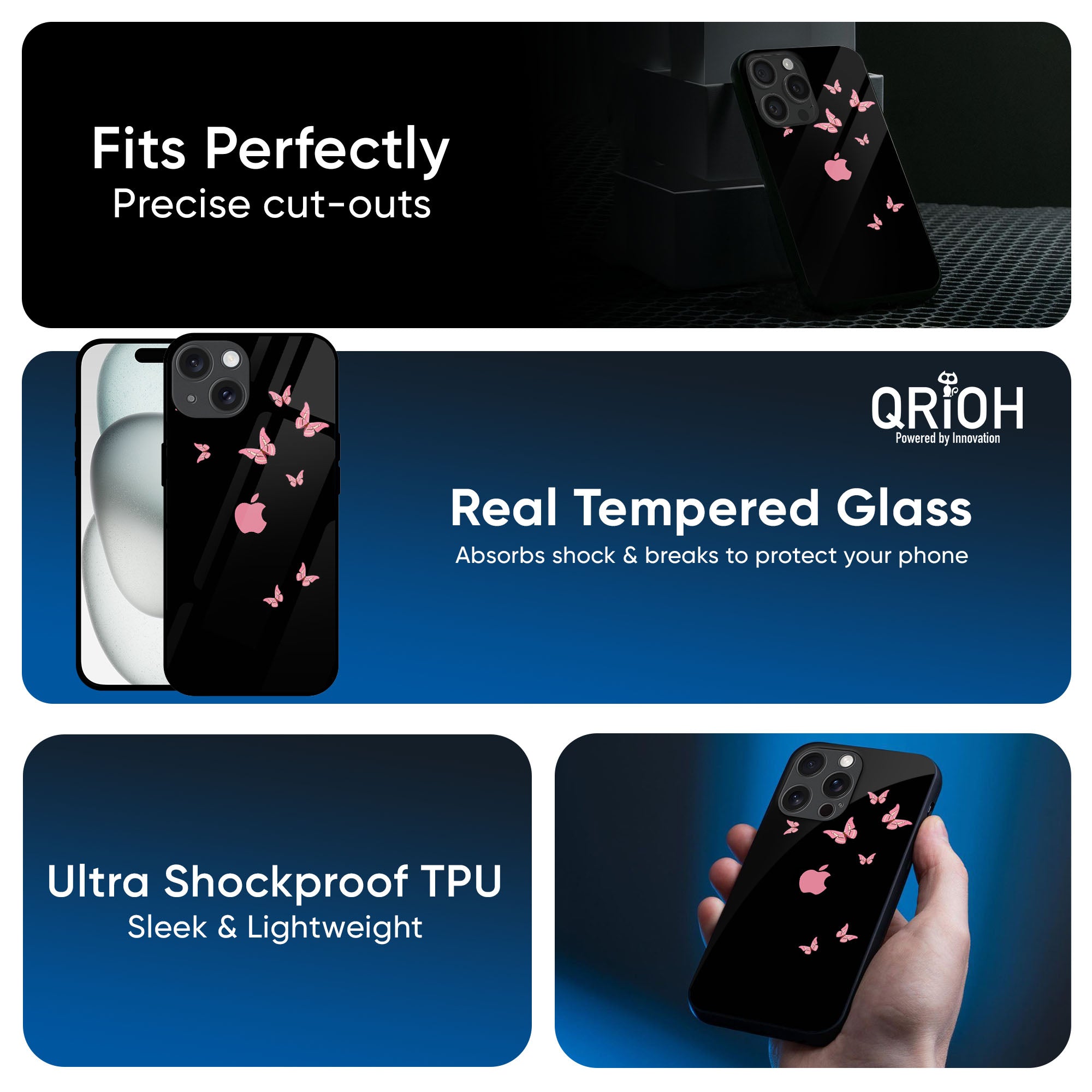 Fly Butterfly Glass Case for iPhone 16 Pro Max