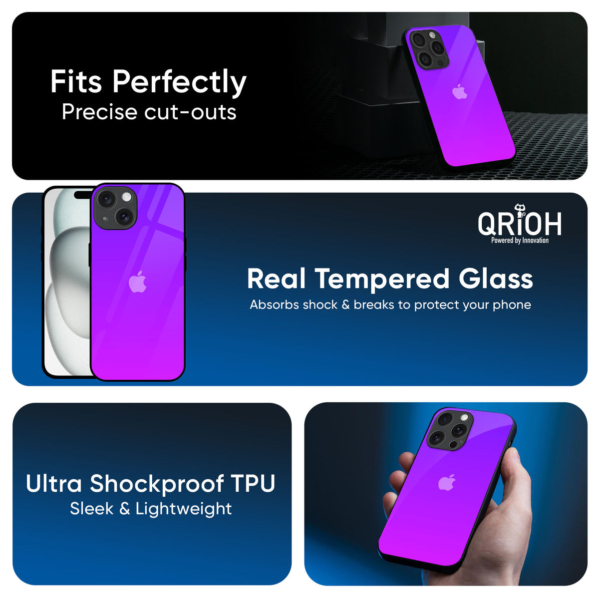 Purple Pink Glass Case for iPhone 16 Plus