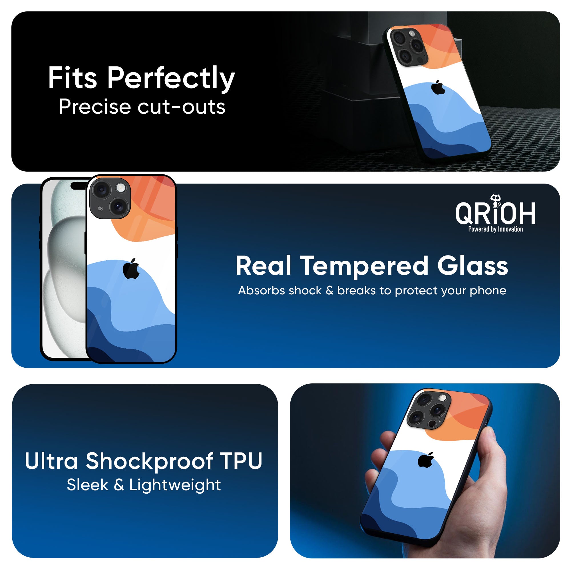 Wavy Color Pattern Glass Case for iPhone 17