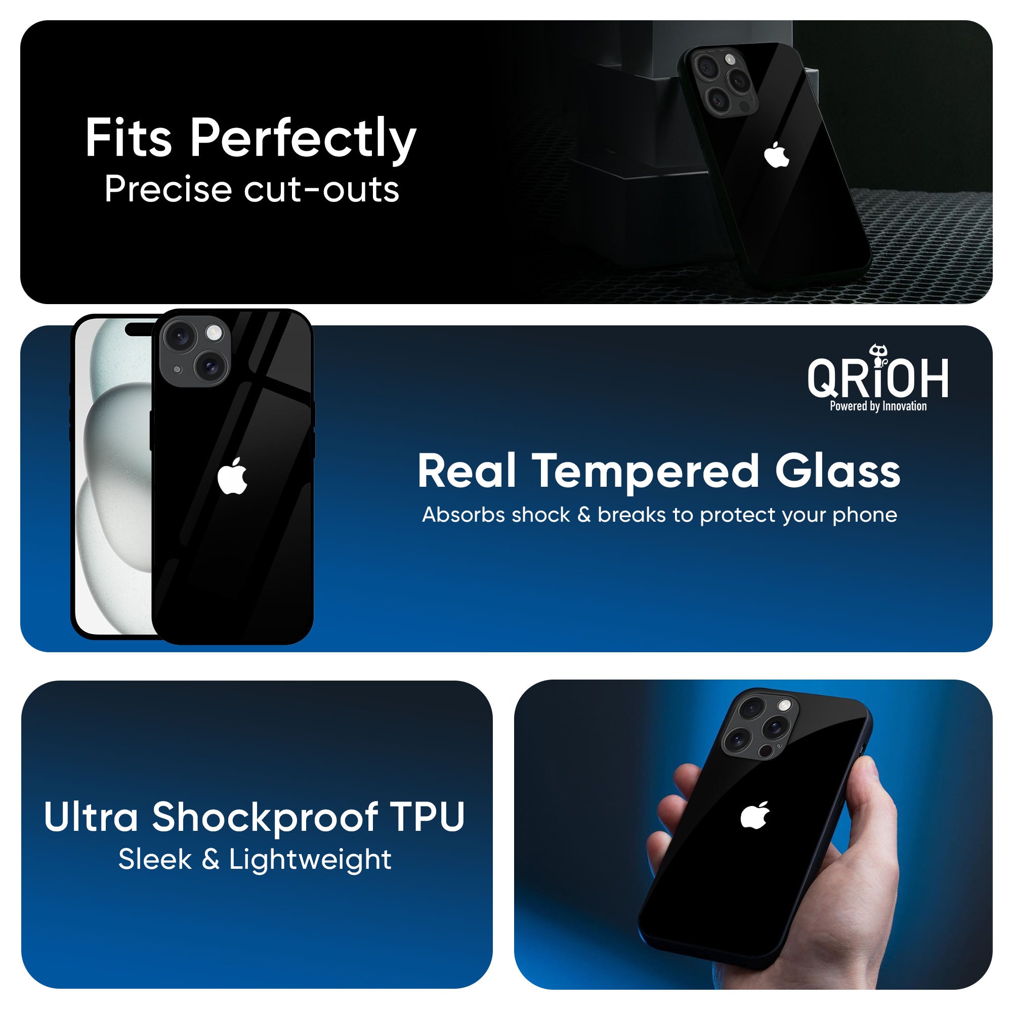 Jet Black Glass Case for iPhone 16 Pro Max