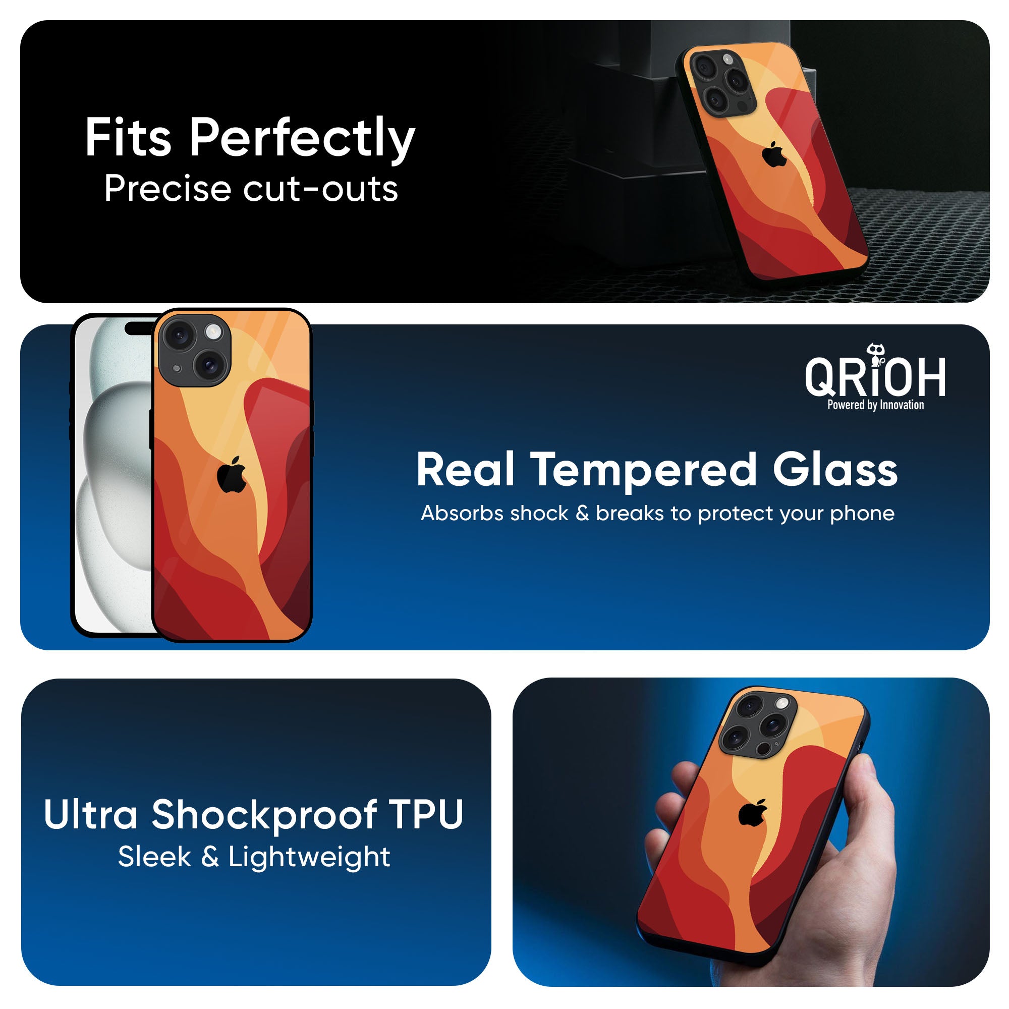 Magma Color Pattern Glass Case for iPhone 16 Pro Max