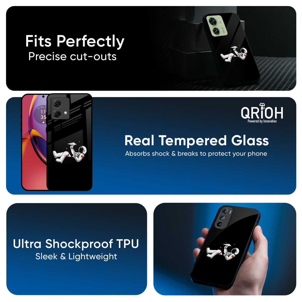 Space Traveller Glass Case for Motorola G35 5G