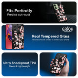 Black Cherry Blossom Glass Case for Motorola G35 5G