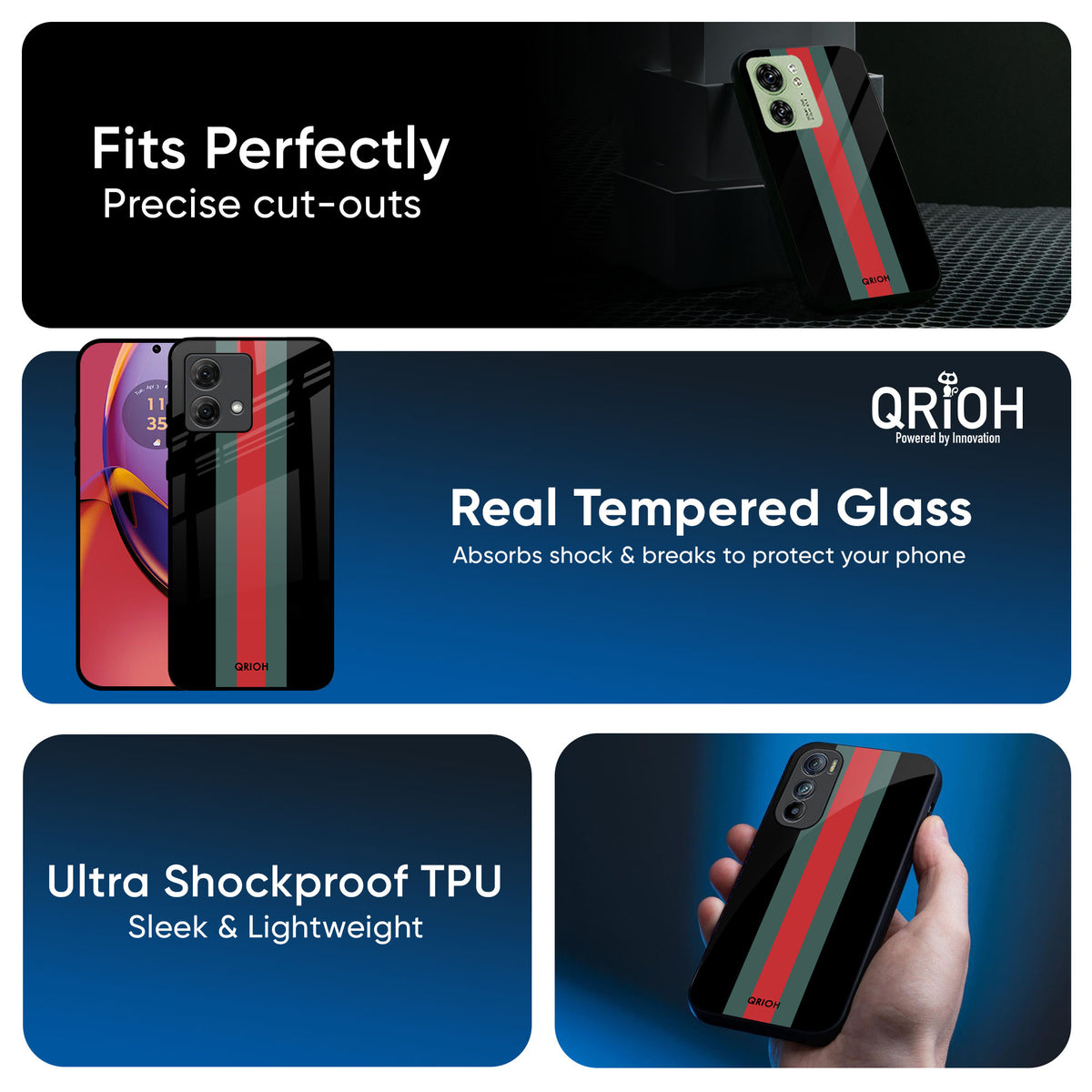 Vertical Stripes Glass Case for Motorola Edge 50 5G