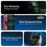 Green Leather Glass Case for Motorola Edge 50 Neo 5G