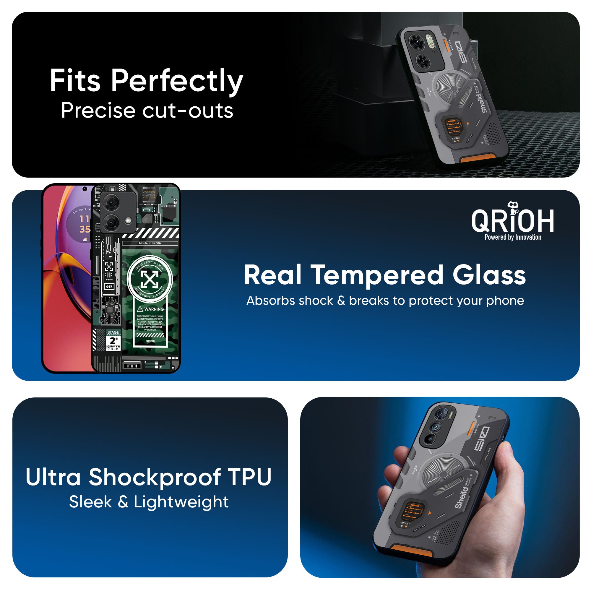 Green Camo Circuit Glass Case for Motorola Edge 50 Pro 5G