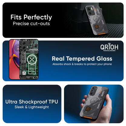 Green Camo Circuit Glass Case for Motorola G84 5G