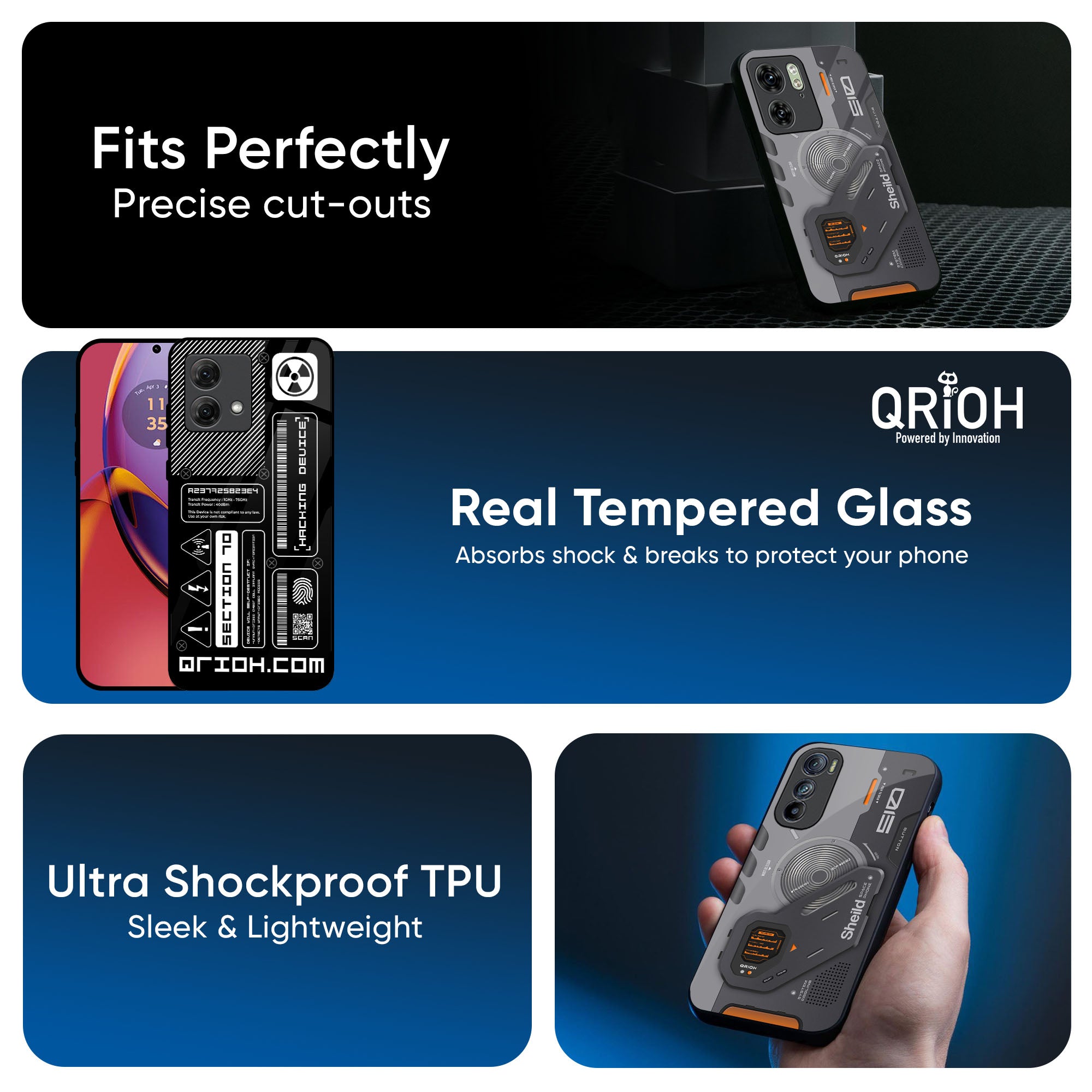 Futuristic Art Glass Case for Motorola Edge 30
