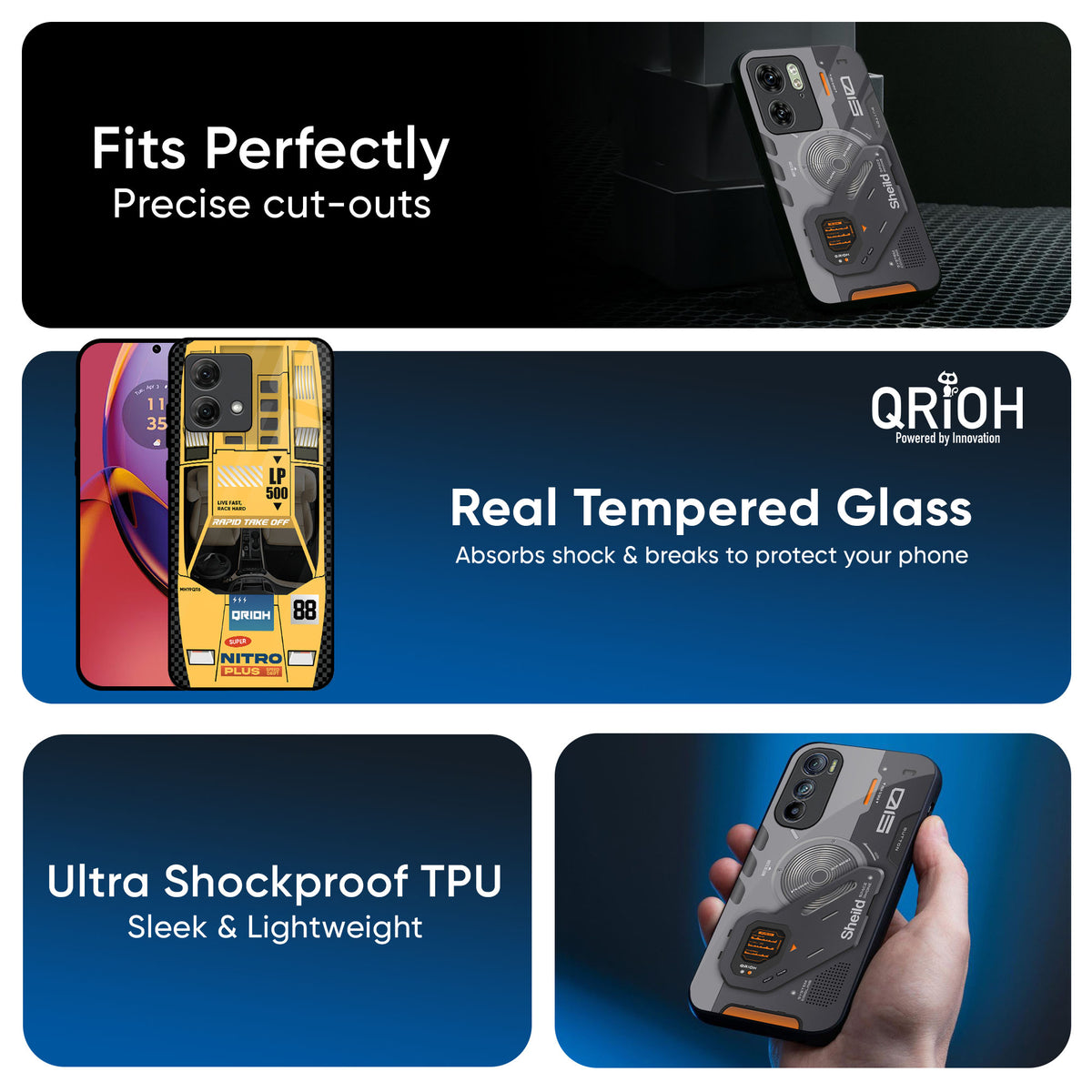Yellow Racing Car Glass Case for Motorola G85 5G