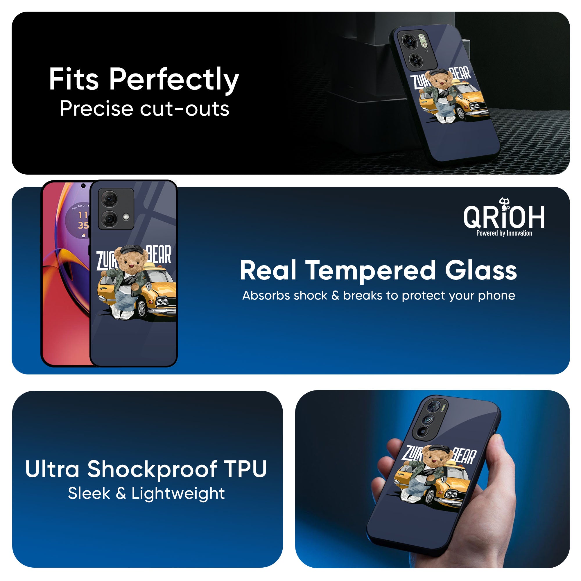 Adventurous Bear Glass Case for Motorola Edge 40