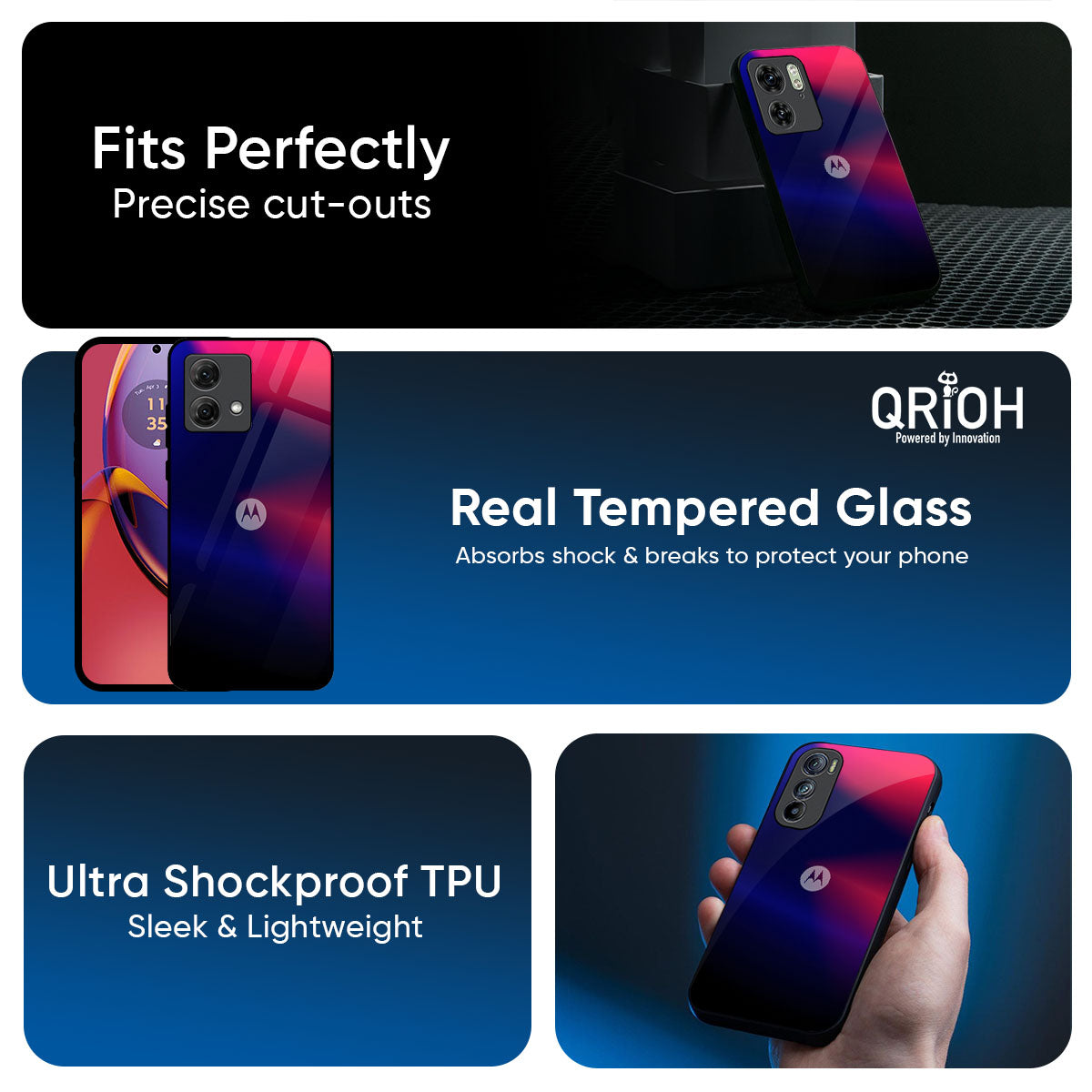 Blue Ombre Glass Case for Motorola G35 5G