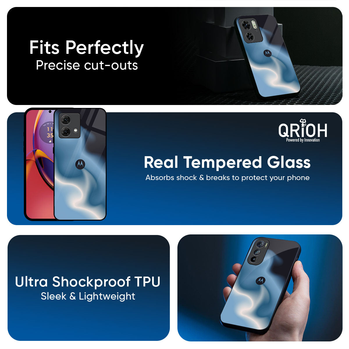 Blue Waves Glass Case for Motorola G35 5G