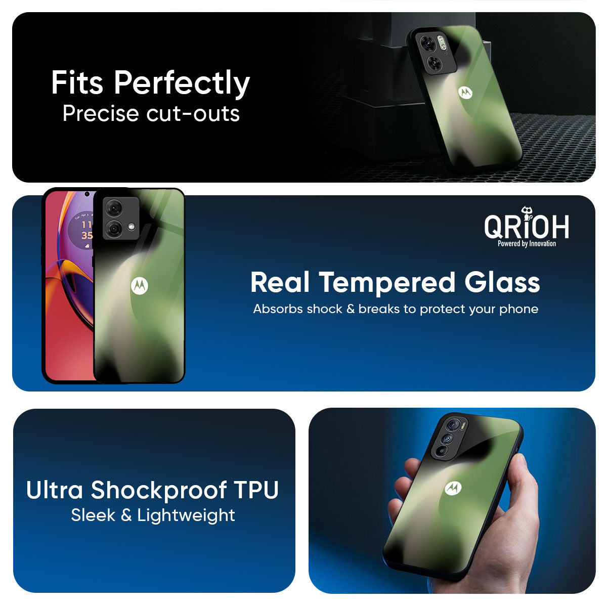 Green Tornado Glass Case for Motorola G35 5G