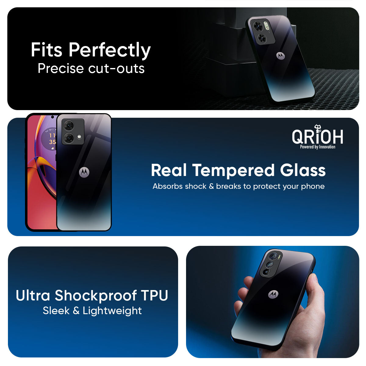 Black Obsidian Glass Case for Motorola G35 5G