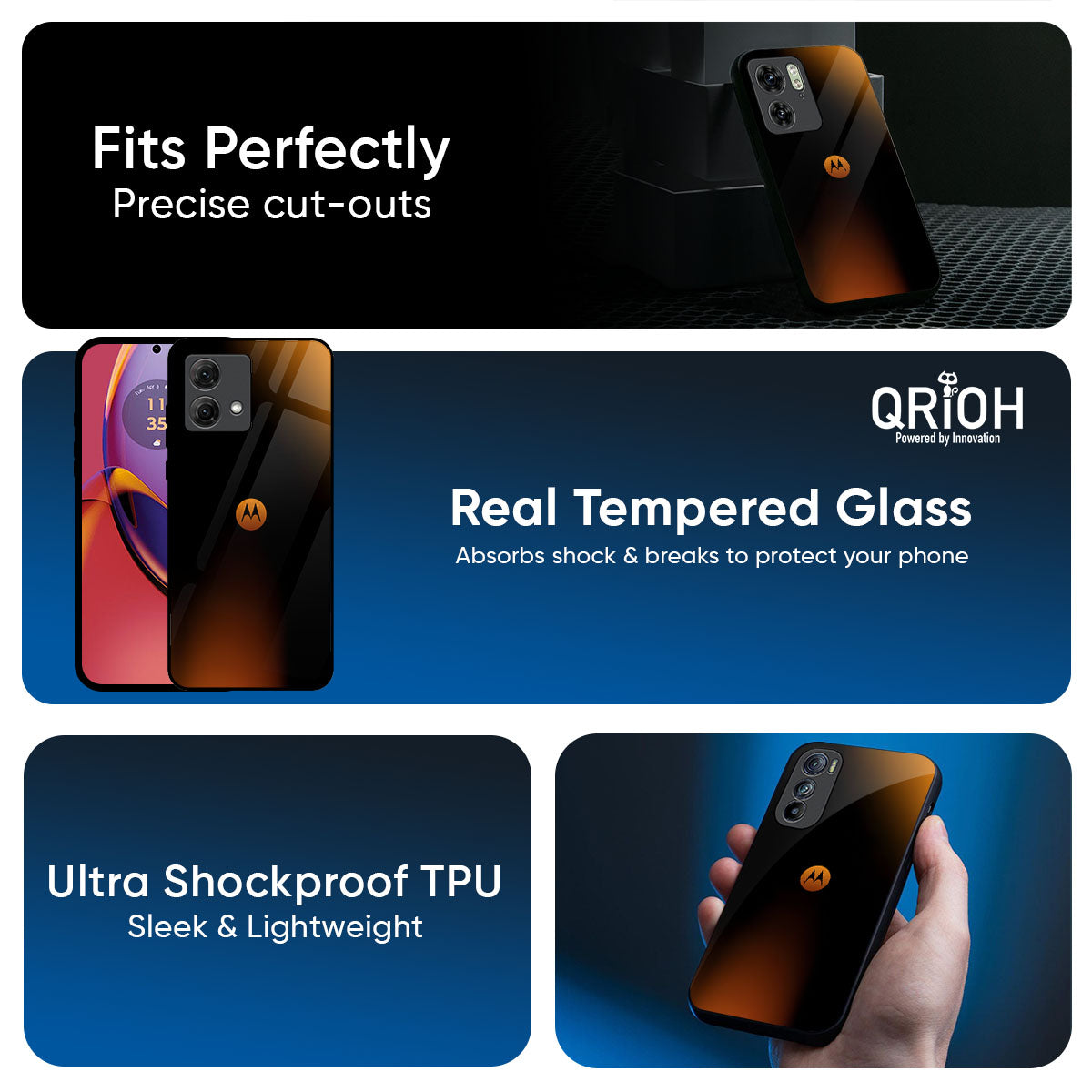 Orange Black Fusion Glass Case for Motorola G35 5G