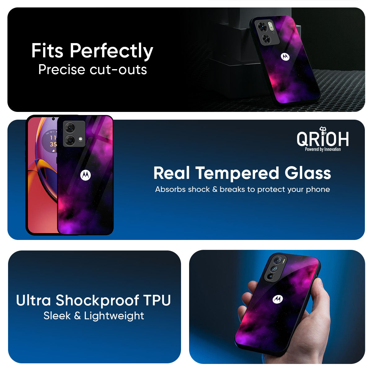 Pink Galaxy Glass Case for Motorola G85 5G