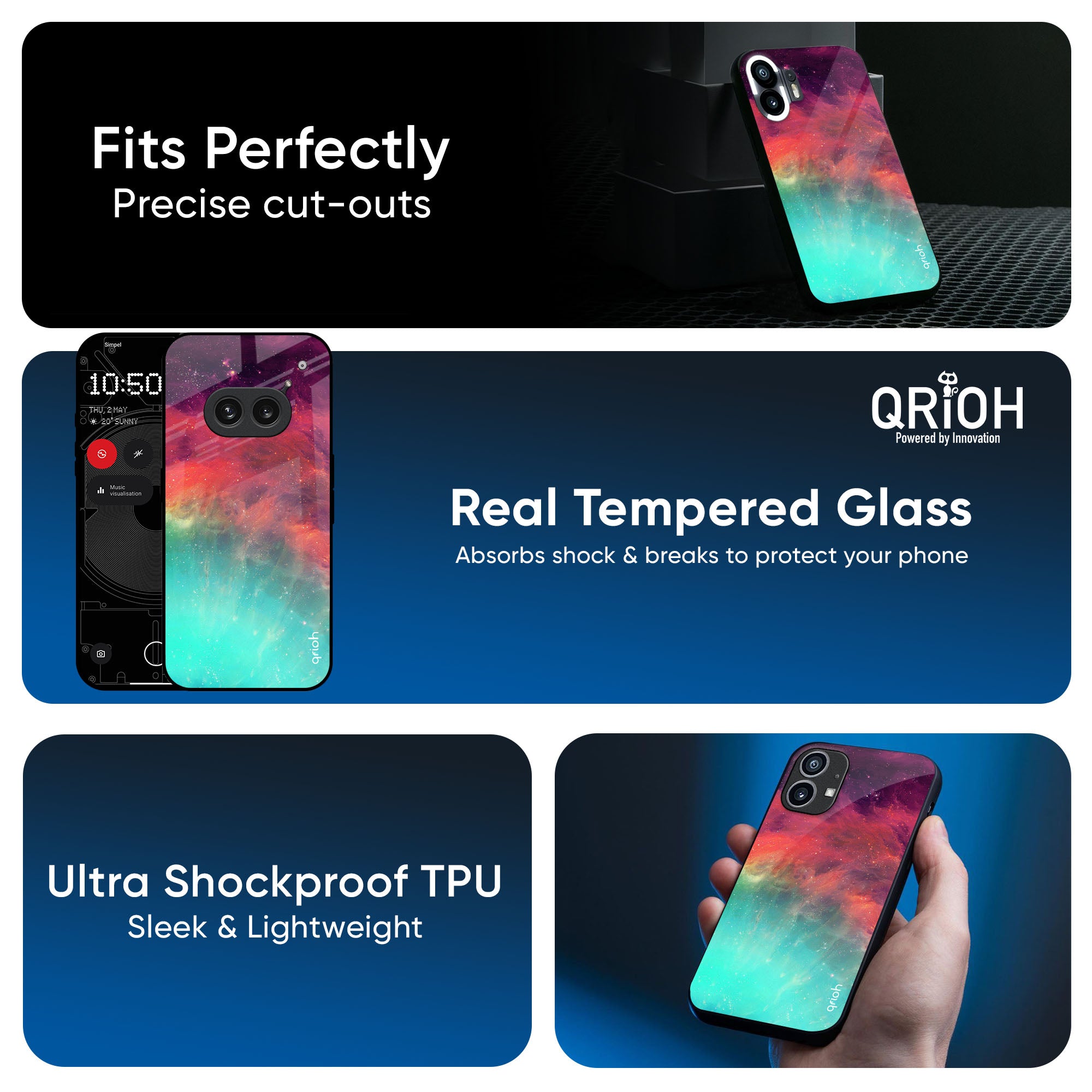 Colorful Aura Glass Case for Nothing CMF Phone 1