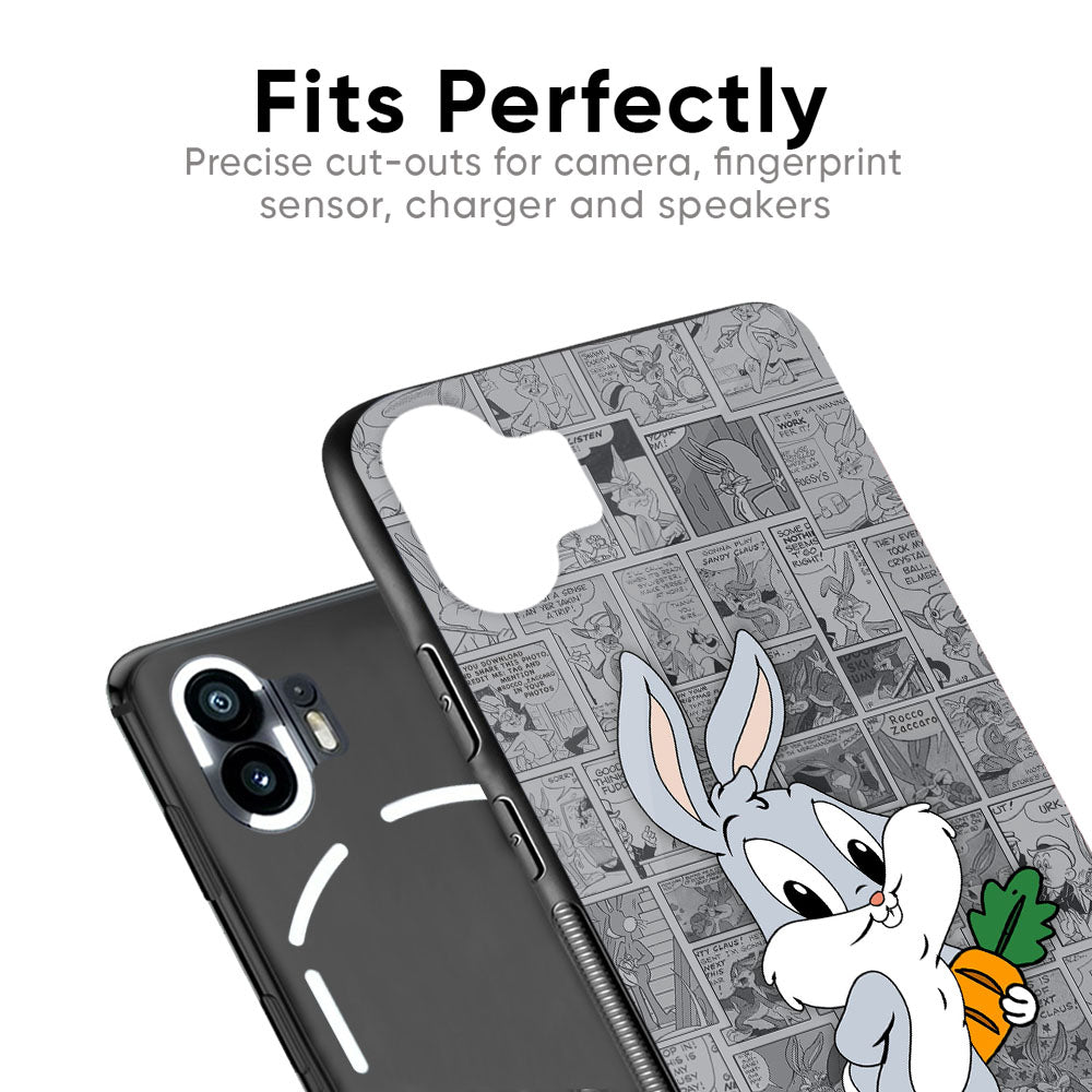 Cute Baby Bunny Glass Case for Nothing Phone 2a Plus