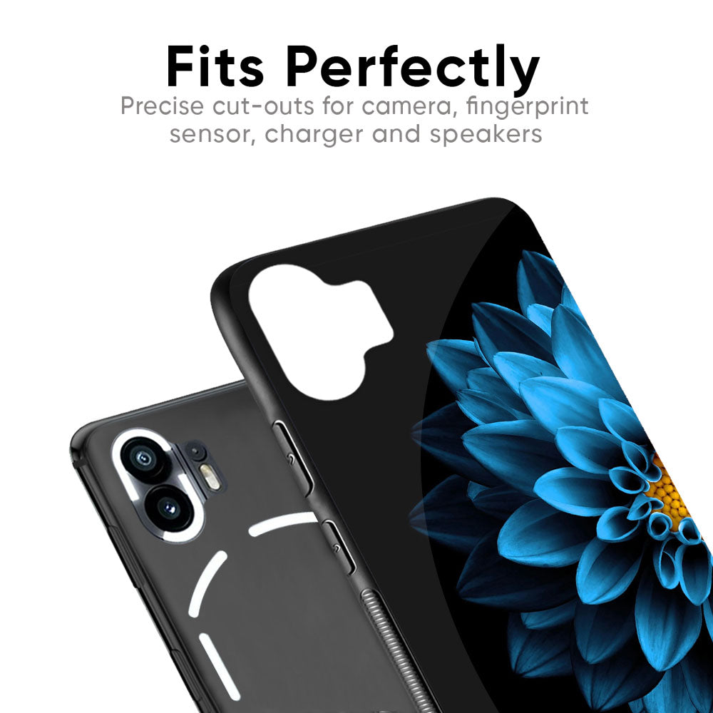 Half Blue Flower Glass Case for Nothing Phone 2a Plus