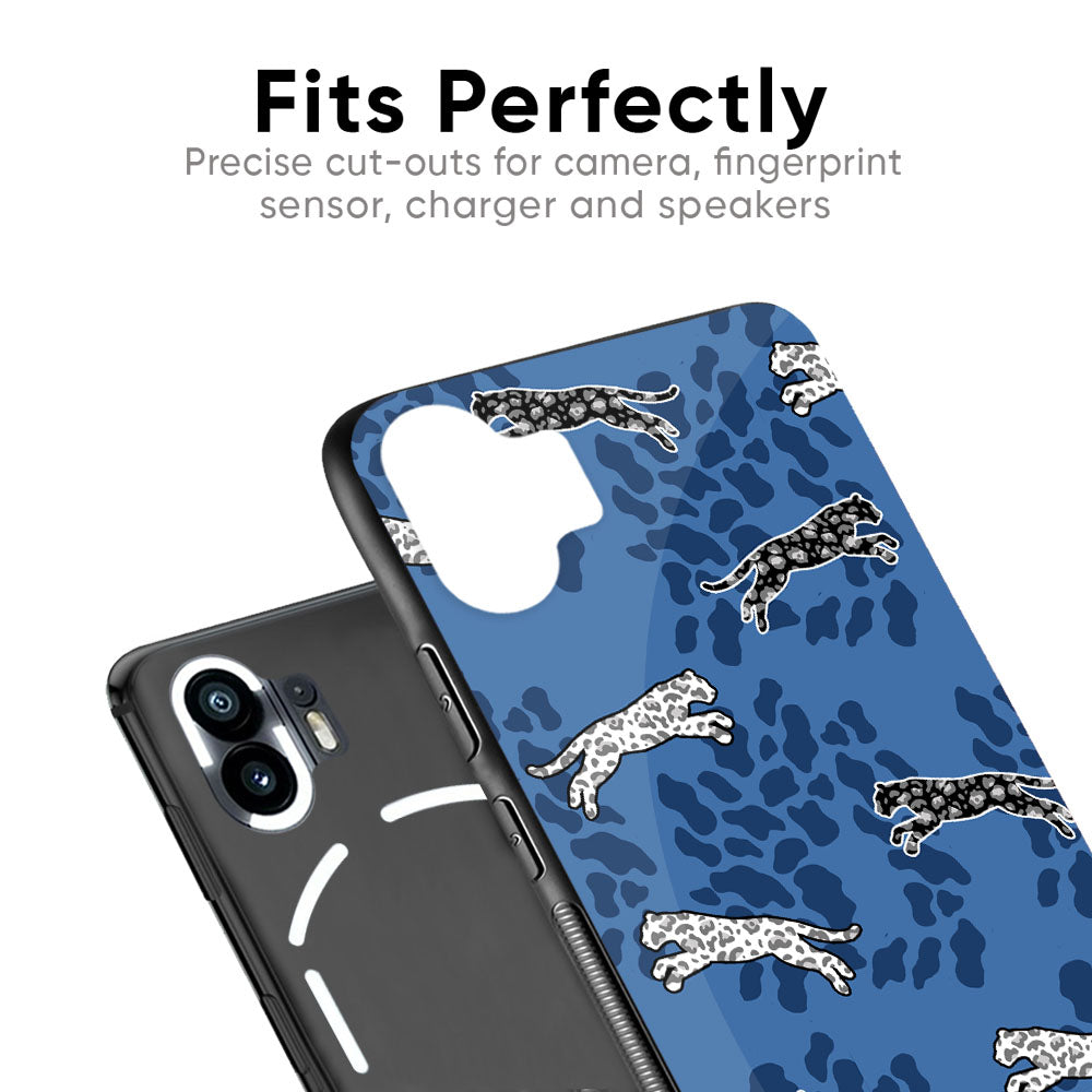 Blue Cheetah Glass Case for Nothing Phone 2a Plus