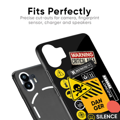 Danger Signs Glass Case for Nothing Phone 2a Plus