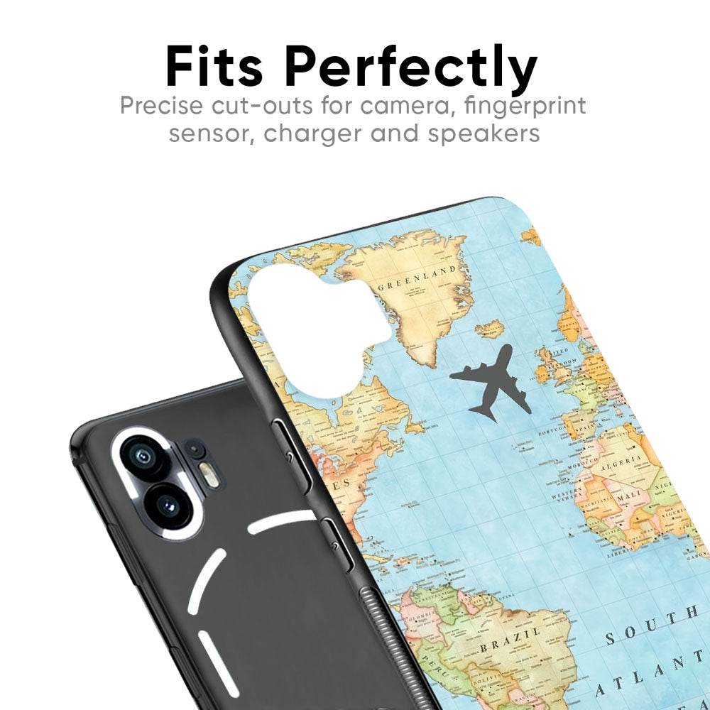 Travel Map Glass Case for Nothing Phone 2a Plus