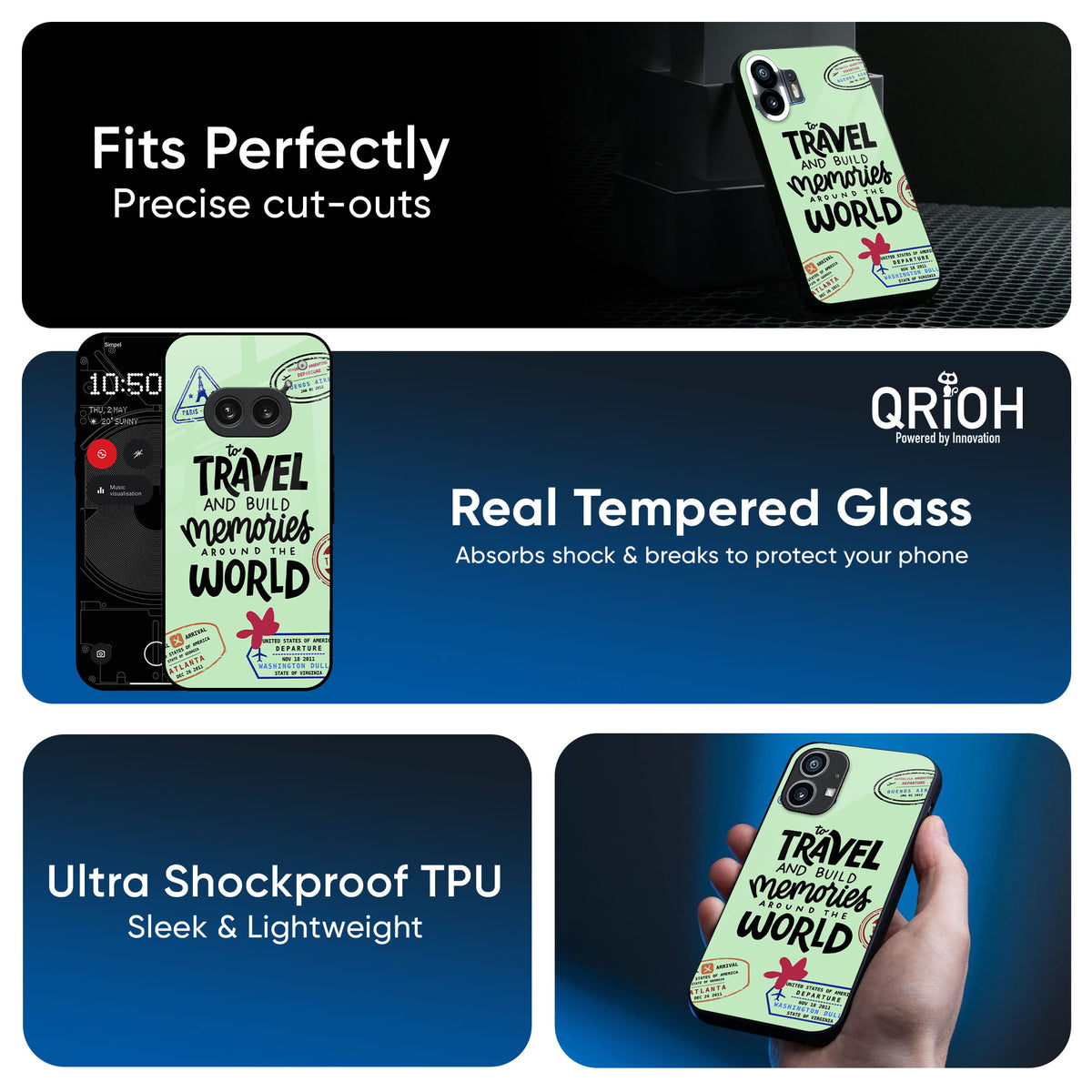 Travel Stamps Glass Case for Nothing CMF Phone 1