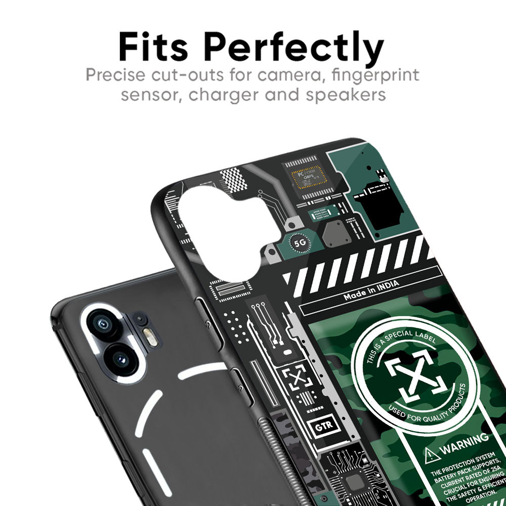 Green Camo Circuit Glass Case for Nothing Phone 2a Plus