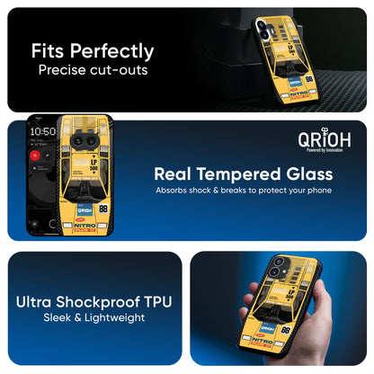 Yellow Racing Car Glass Case for Nothing Phone 2a Plus